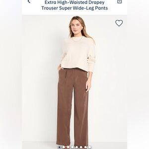 Women's Drapey High- Waisted Super Wide-Leg Trousers - Peppercorn/Brown